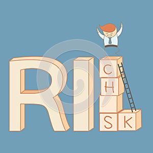 Business man climb risk to rich