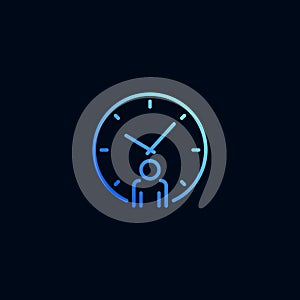 Business man and clock line icon. Vector illustration in linear style.