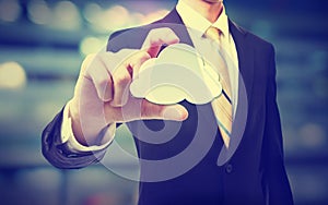 Business man with cloud computing concept