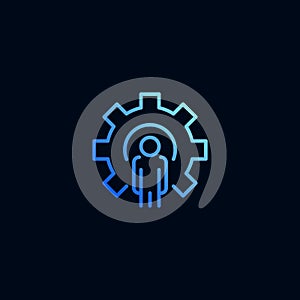 Business man and cog, gear line icon. Vector illustration in linear style.