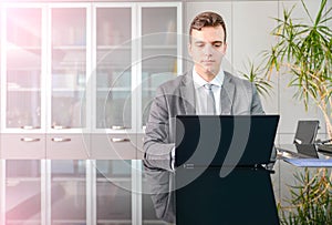 Business man at computer desk