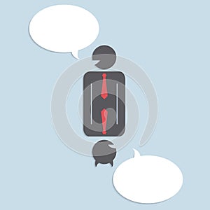 Business man and devil businessman with speech