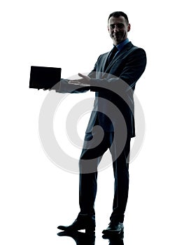 Business man digital tablet isolated