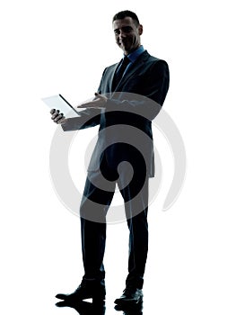 Business man digital tablet isolated