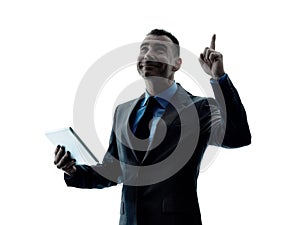 Business man digital tablet isolated