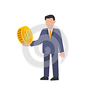 Business man with dollar coin
