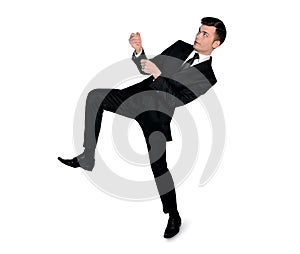 Business man drag something