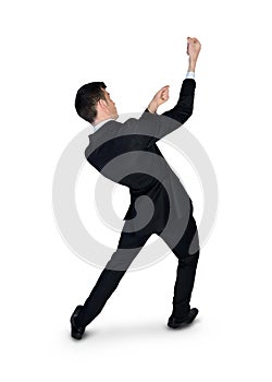 Business man drag something