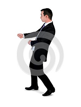 Business man drag something