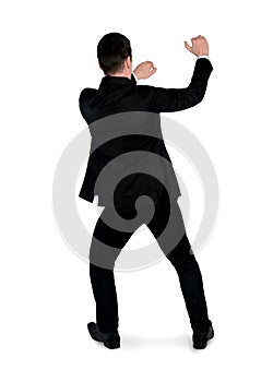 Business man drag something