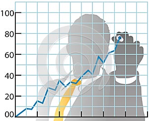 Business man drawing sales market share chart