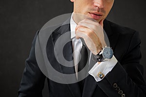 Business man with fancy wrist watch