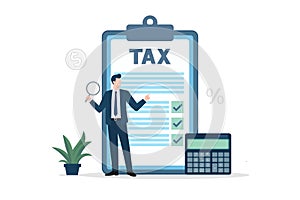 business man Filling tax form or Tax management and Financial asset.