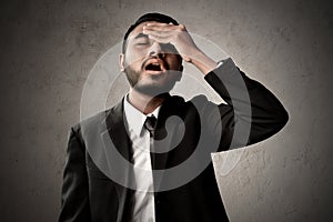 Business man forget something important