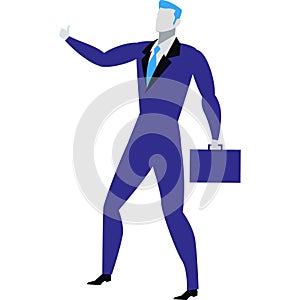 Business man gesturing thumb up vector icon