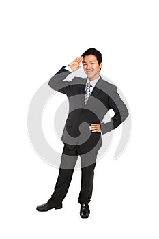 Business man gives salute