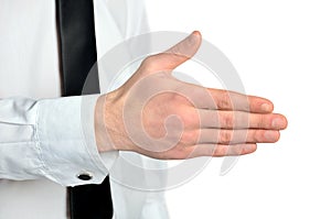Business man giving hand