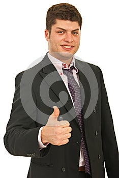 Business man giving thumbs