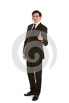 Business man giving a thumbs up gesture