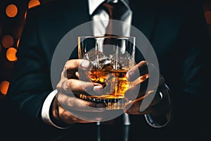 business man with glass whiskey AI generated