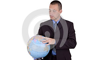 Business man with globe