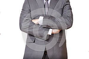 Business man in grey suit isolated on white