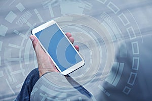 Business man hand connection technologies.