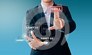 Business man hand sign about sell asset