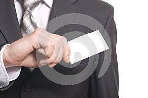 Business man hand with visit card