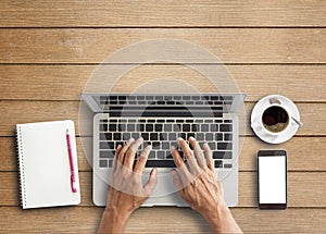 Business man hands using a laptop