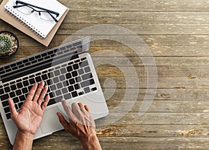 Business man hands using a laptop