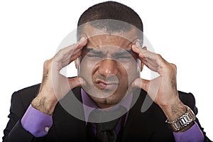 Business man has headache of stress