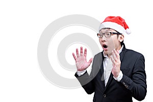 Business man has shocking and surprised with Christmas festival