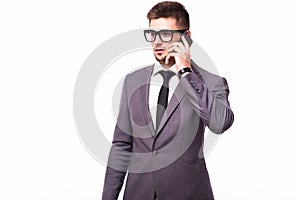 business man having cell telephone conversation