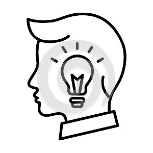 Business man head lightbulb creative idea icon