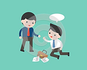 Business man helping one another who falling down, about business situation concept