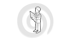 Business man holding with arrow up icon animation