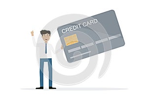 Business man holding credit card