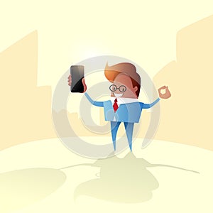 Business Man Holding Mobile Phone Call, Using Smart Cellphone