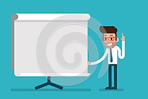 Business Man holding whiteboard - presentation.