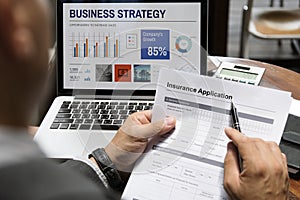 Business Man Insurance Application Form Concept photo