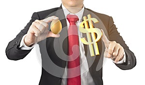 Business man invest in gold egg