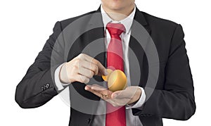Business man invest in gold egg