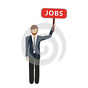 Business man with jobs sign in hand