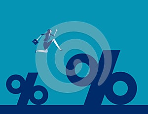 Business man jump to find a bigger percentage. Concept business percentage vector illustration