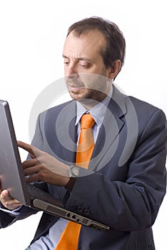 Business man with a laptop photo