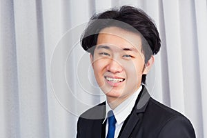 Business man laughing confident mature standing in suit smiling