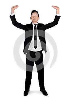 Business man lifting something