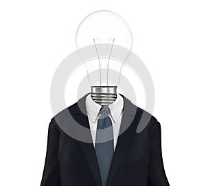 Business Man with Light Bulb Head