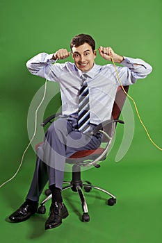 Business man making faces